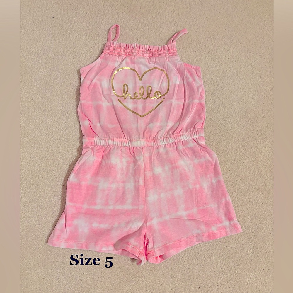 Little Girls Hot Pink/White Romper-size 5